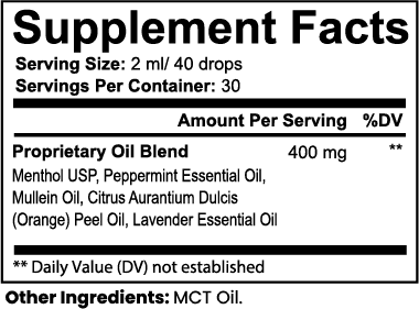 Pure Air Drops Supplement Facts panel